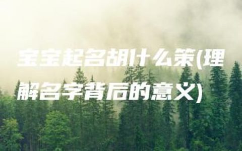 宝宝起名胡什么策(理解名字背后的意义)