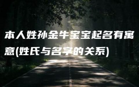 本人姓孙金牛宝宝起名有寓意(姓氏与名字的关系)