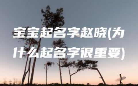 宝宝起名字赵晓(为什么起名字很重要)