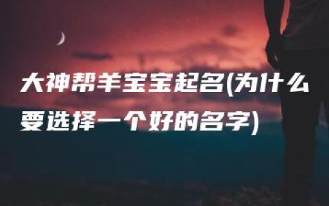 大神帮羊宝宝起名(为什么要选择一个好的名字)