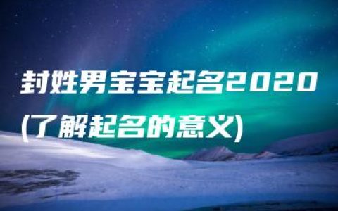 封姓男宝宝起名2020(了解起名的意义)