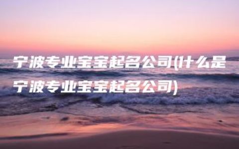 宁波专业宝宝起名公司(什么是宁波专业宝宝起名公司)