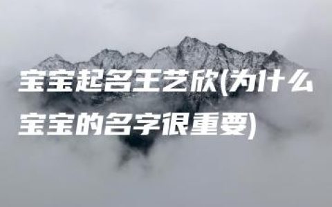 宝宝起名王艺欣(为什么宝宝的名字很重要)