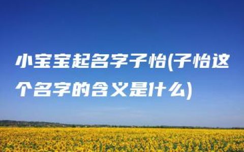 小宝宝起名字子怡(子怡这个名字的含义是什么)