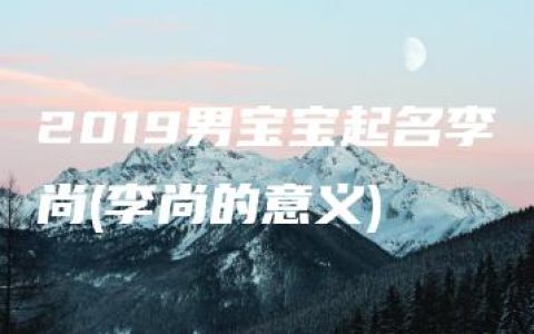 2019男宝宝起名李尚(李尚的意义)