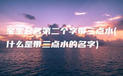 宝宝起名第二个字带三点水(什么是带三点水的名字)