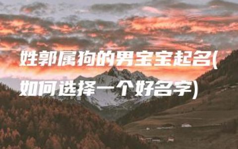 姓郭属狗的男宝宝起名(如何选择一个好名字)