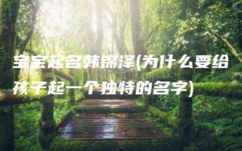 宝宝起名韩锦泽(为什么要给孩子起一个独特的名字)