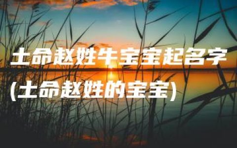 土命赵姓牛宝宝起名字(土命赵姓的宝宝)