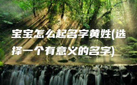 宝宝怎么起名字黄姓(选择一个有意义的名字)