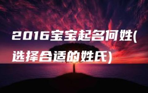 2016宝宝起名何姓(选择合适的姓氏)