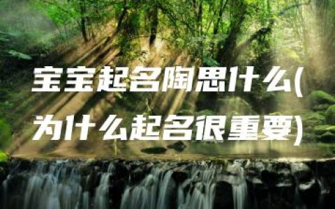 宝宝起名陶思什么(为什么起名很重要)