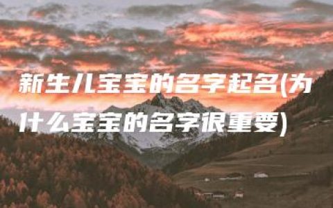 新生儿宝宝的名字起名(为什么宝宝的名字很重要)