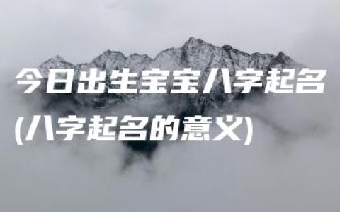 今日出生宝宝八字起名(八字起名的意义)