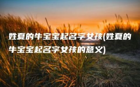 姓夏的牛宝宝起名字女孩(姓夏的牛宝宝起名字女孩的意义)