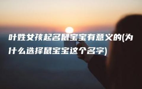 叶姓女孩起名鼠宝宝有意义的(为什么选择鼠宝宝这个名字)