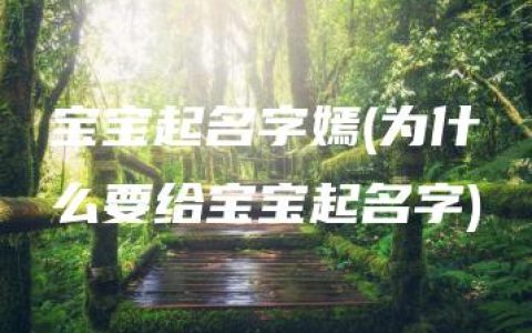 宝宝起名字嫣(为什么要给宝宝起名字)