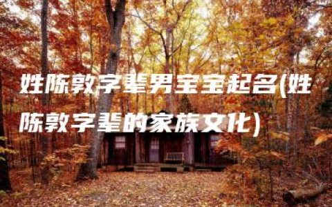 姓陈敦字辈男宝宝起名(姓陈敦字辈的家族文化)