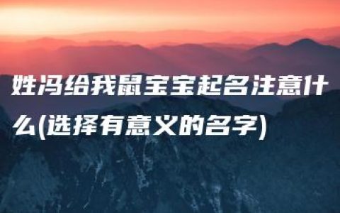 姓冯给我鼠宝宝起名注意什么(选择有意义的名字)