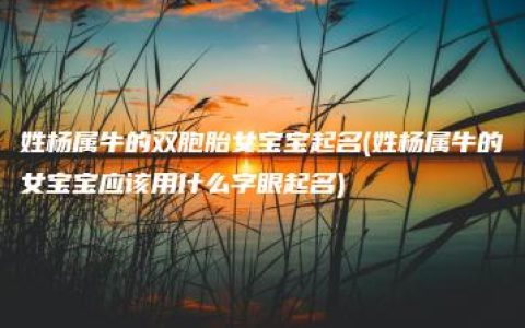 姓杨属牛的双胞胎女宝宝起名(姓杨属牛的女宝宝应该用什么字眼起名)