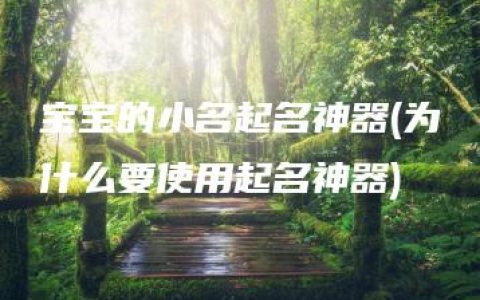 宝宝的小名起名神器(为什么要使用起名神器)