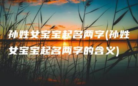 孙姓女宝宝起名两字(孙姓女宝宝起名两字的含义)