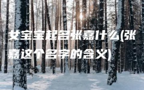 女宝宝起名张嘉什么(张嘉这个名字的含义)