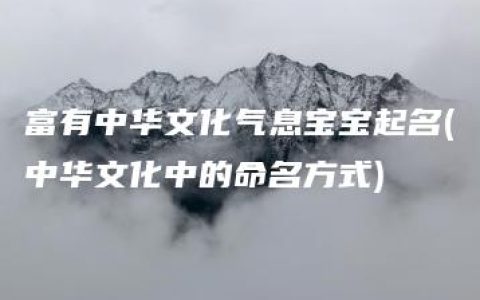 富有中华文化气息宝宝起名(中华文化中的命名方式)