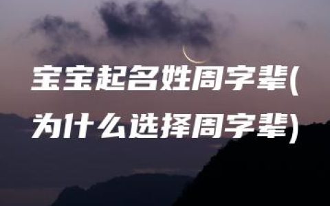 宝宝起名姓周字辈(为什么选择周字辈)