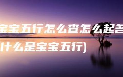 宝宝五行怎么查怎么起名(什么是宝宝五行)