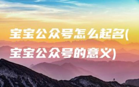 宝宝公众号怎么起名(宝宝公众号的意义)