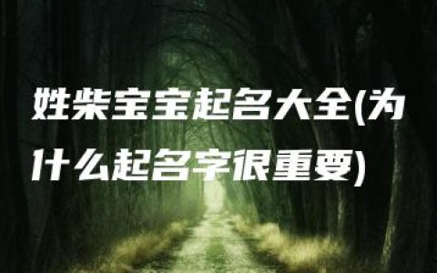 姓柴宝宝起名大全(为什么起名字很重要)