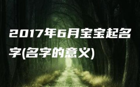 2017年6月宝宝起名字(名字的意义)