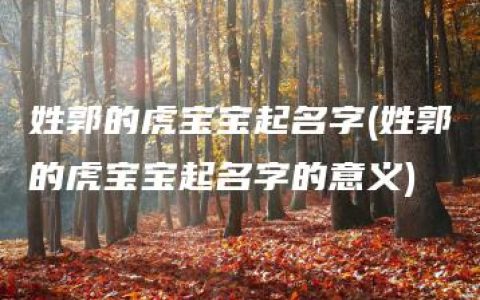 姓郭的虎宝宝起名字(姓郭的虎宝宝起名字的意义)