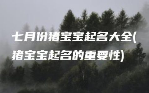 七月份猪宝宝起名大全(猪宝宝起名的重要性)