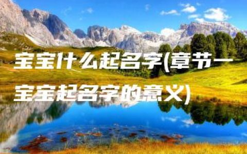 宝宝什么起名字(章节一宝宝起名字的意义)