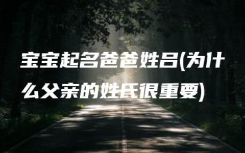 宝宝起名爸爸姓吕(为什么父亲的姓氏很重要)