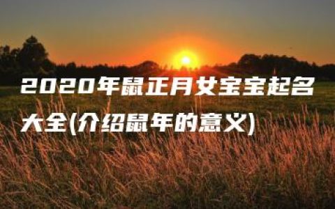 2020年鼠正月女宝宝起名大全(介绍鼠年的意义)