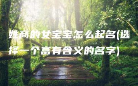 姓商的女宝宝怎么起名(选择一个富有含义的名字)