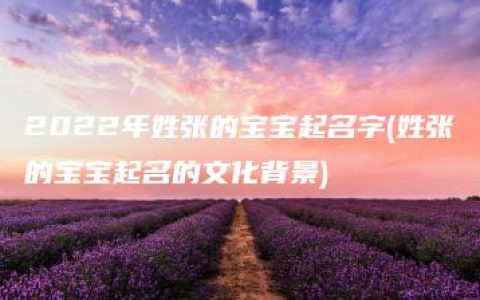 2022年姓张的宝宝起名字(姓张的宝宝起名的文化背景)