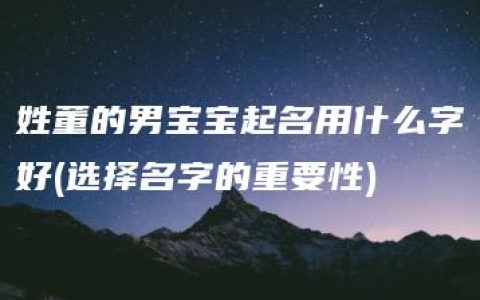 姓董的男宝宝起名用什么字好(选择名字的重要性)