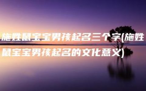 施姓鼠宝宝男孩起名三个字(施姓鼠宝宝男孩起名的文化意义)