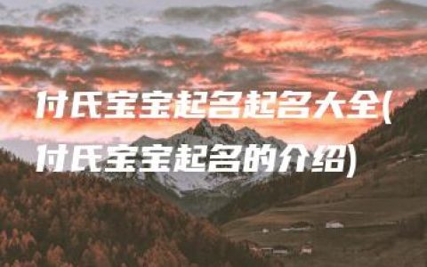 付氏宝宝起名起名大全(付氏宝宝起名的介绍)