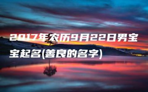 2017年农历9月22日男宝宝起名(善良的名字)