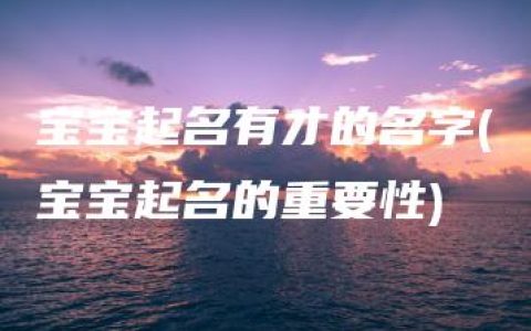 宝宝起名有才的名字(宝宝起名的重要性)