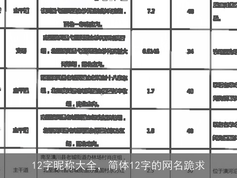 12字昵称大全，简体12字的网名跪求