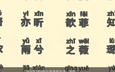 2024年2初4的女宝宝取名字，田姓阴历二月初四下午五点半生小孩取什么名字