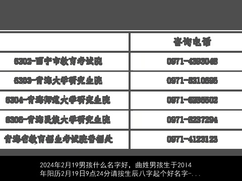 2024年2月19男孩什么名字好，曲姓男孩生于20l4年阳历2月19日9点24分请按生辰八字起个好名字-...