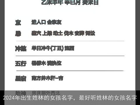 2024年出生姓林的女孩名字，最好听姓林的女孩名字