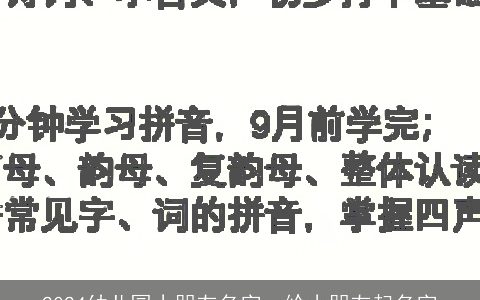 2024幼儿园小朋友名字，给小朋友起名字